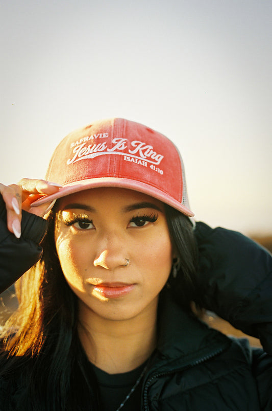 'Jesus Is King' Red Trucker Hat